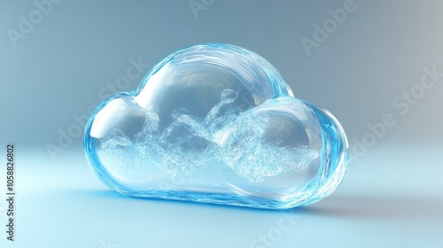 3D cloud security symbol featuring a glass texture representing business data and information concepts