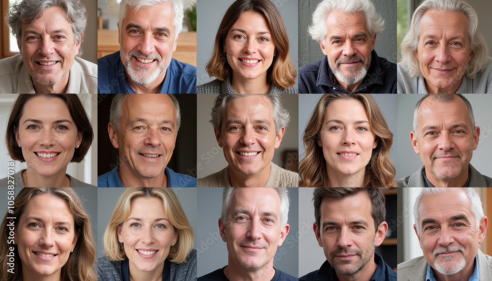 Mature Adults Group Portraits Smiling with Natural Light Mature Adults Group Portraits Smiling with Natural Light