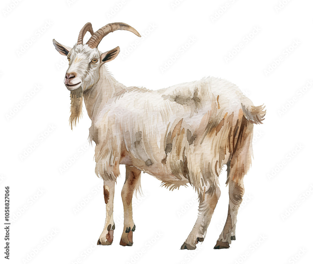 Farm goat, watercolor illustration isolated on white Farm goat, watercolor illustration isolated on white