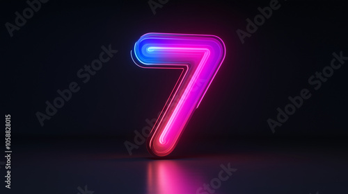 The image showcases the luminous number seven crafted from neon lights, set against a contrasting dark backdrop, symbolizing modern digital design aesthetics.