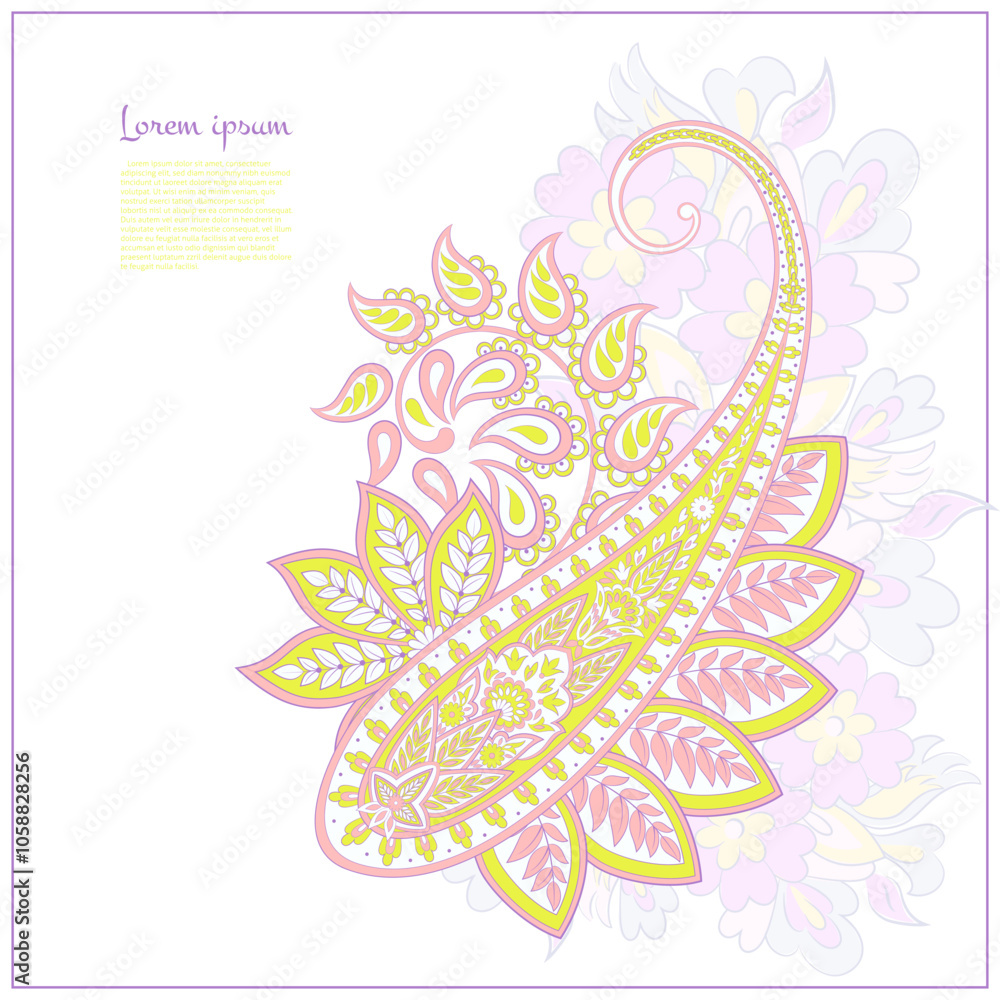 Obraz premium Paisley vector isolated pattern. Damask style Vintage illustration