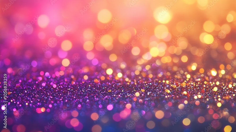 Abstract gradient background adorned with vibrant metallic glitter confetti creating a festive atmosphere reminiscent of a joyful celebration Abstract gradient background adorned with vibrant metallic glitter confetti creating a festive atmosphere reminiscent of a joyful celebration