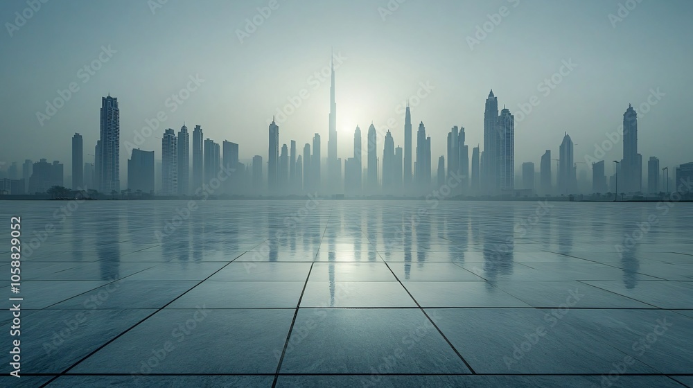 Urban Center in Manhattan and Dubai Featuring Pathways, Parking, and Road for Automotive Advertising Urban Center in Manhattan and Dubai Featuring Pathways, Parking, and Road for Automotive Advertising