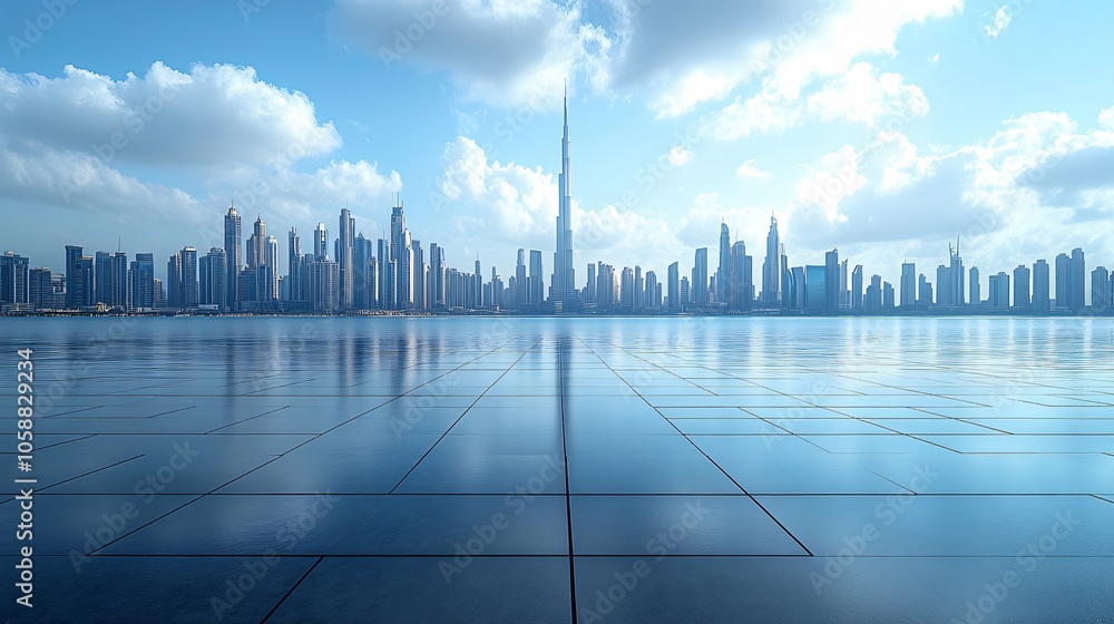 Urban Center in Manhattan and Dubai Featuring Pathways, Parking, and Road for Automotive Advertising Urban Center in Manhattan and Dubai Featuring Pathways, Parking, and Road for Automotive Advertising