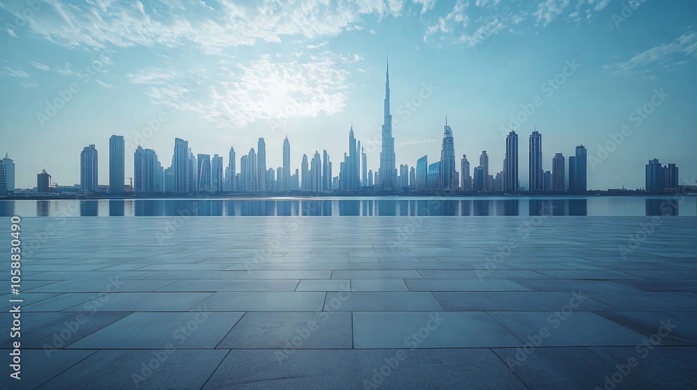 Urban Center in Manhattan and Dubai Featuring Pathways, Parking, and Road for Automotive Advertising Urban Center in Manhattan and Dubai Featuring Pathways, Parking, and Road for Automotive Advertising