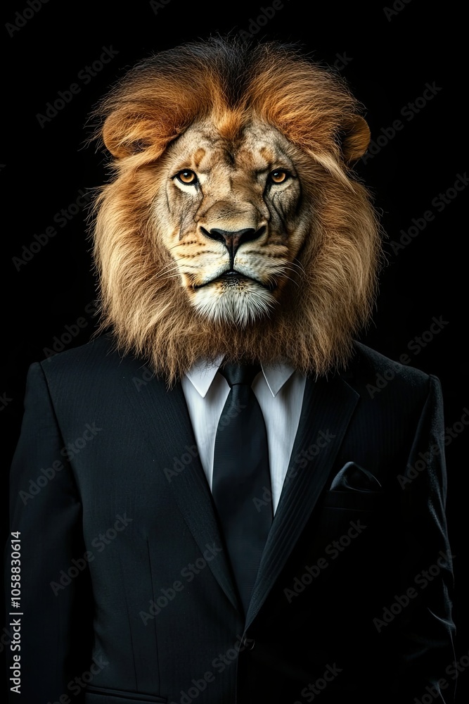 lion in a suit on a plain background. strong emotions. different tones. on a black background. lion in a suit on a plain background. strong emotions. different tones. on a black background.
