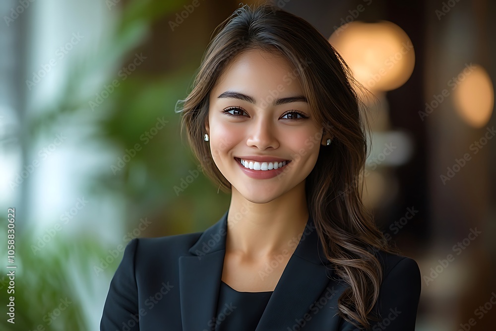 Smiling Businesswoman in Black Suit Portrait1 Smiling Businesswoman in Black Suit Portrait1