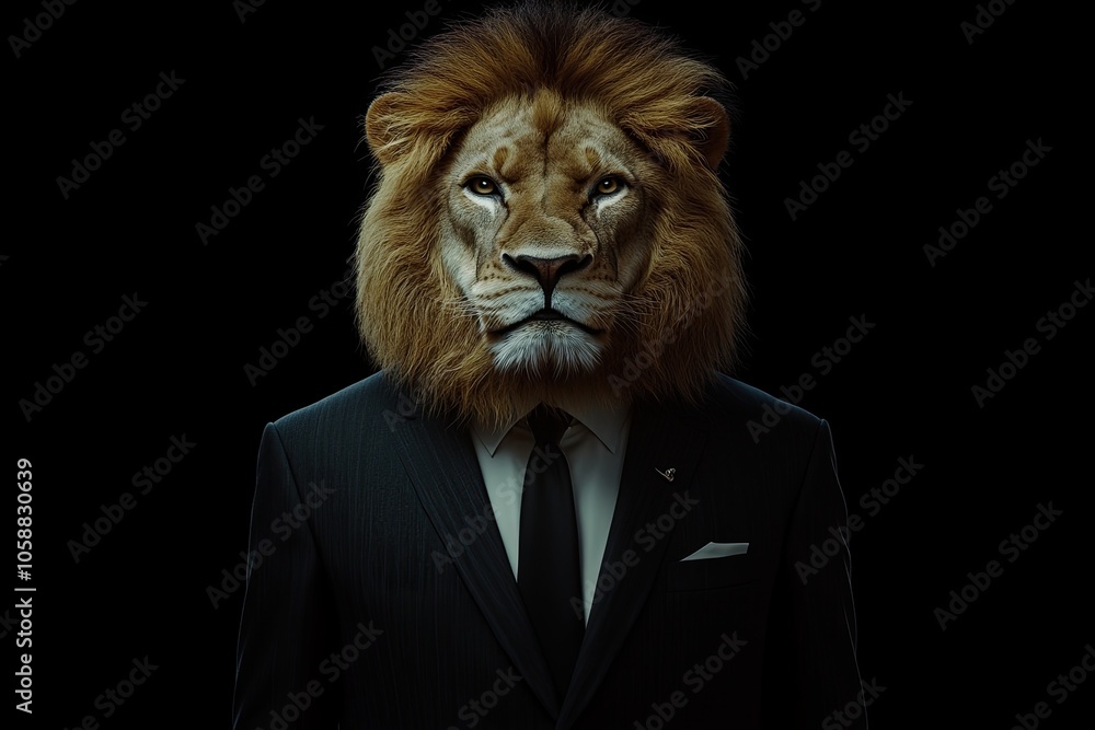lion in a suit on a plain background. strong emotions. different tones. on a black background. lion in a suit on a plain background. strong emotions. different tones. on a black background.