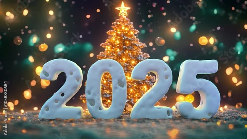 4K Happy New year 2025 animated background