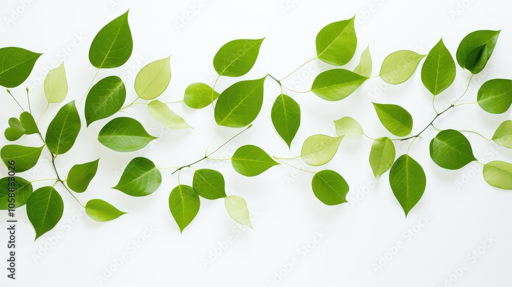 Obraz premium up green leaves white background