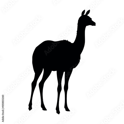 guanaco animal vector silhouette, isolated white background