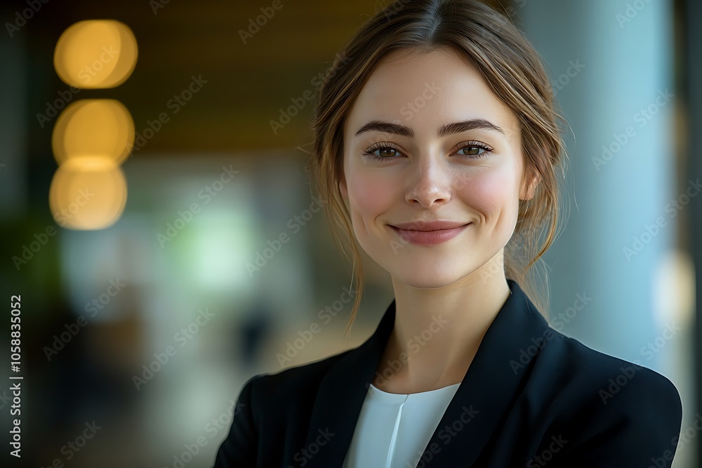 Smiling Businesswoman in Office Attire Smiling Businesswoman in Office Attire
