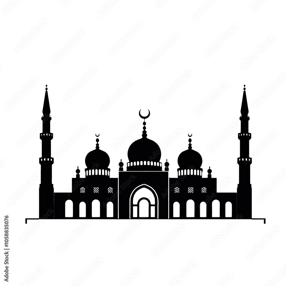 Fototapeta premium mosque logo art illustration vector silhouette isolated white background