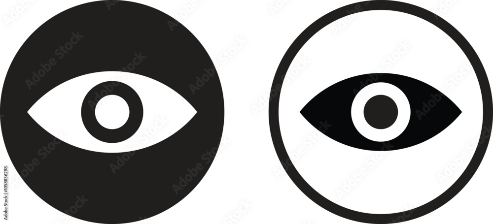 Eye icon set in two styles . Vision icon . Look icon vector Eye icon set in two styles . Vision icon . Look icon vector