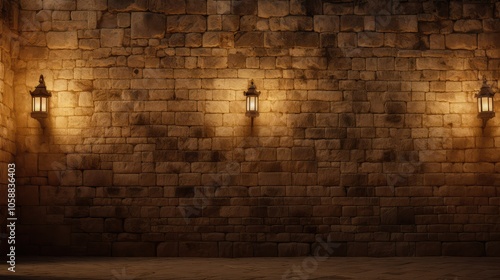 illuminated castle wall background