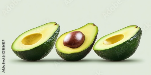 Avocado Cut in Half with Whole Avocado photo