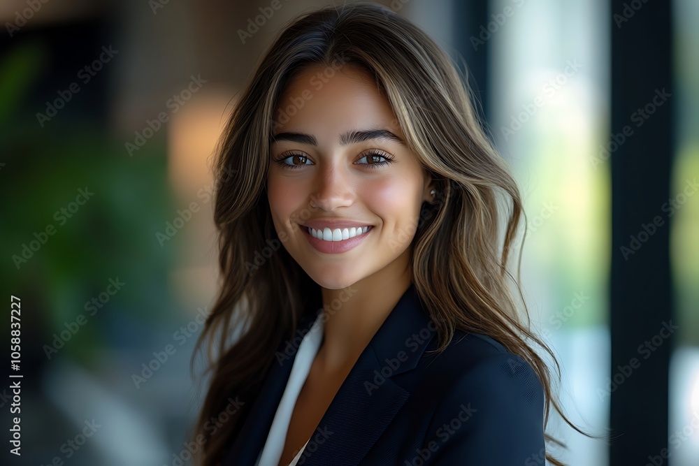 Smiling Businesswoman in Suit, Professional Headshot with Natural Makeup Smiling Businesswoman in Suit, Professional Headshot with Natural Makeup