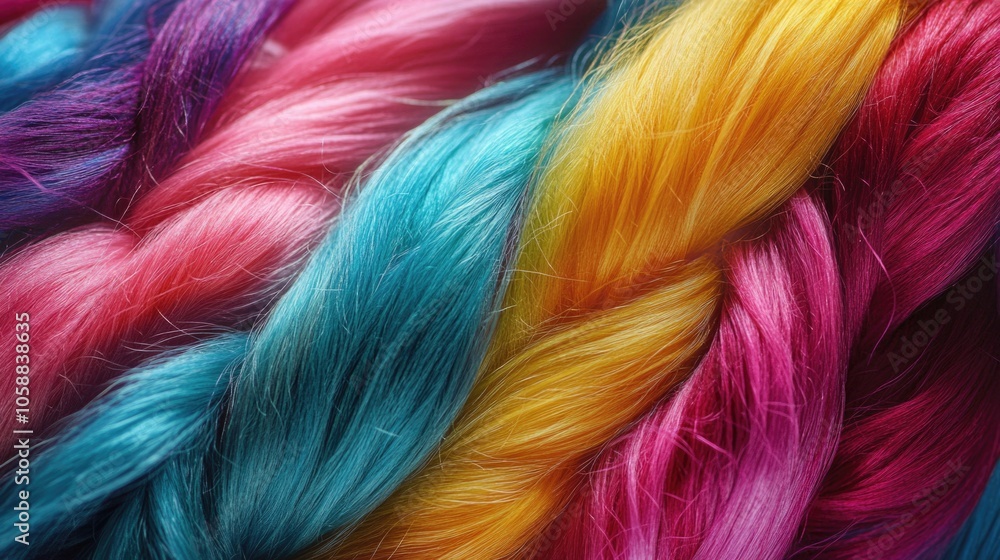 Colored Hair Braid Close-Up Colored Hair Braid Close-Up