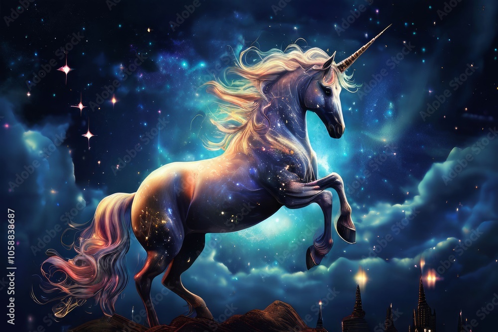 fantasy illustration of a unicorn performing a magical act unde fantasy illustration of a unicorn performing a magical act unde