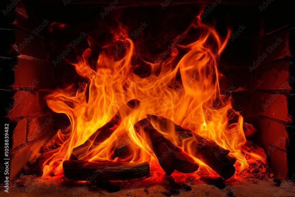 Fototapeta premium fire crackle fire crackling in a fireplace capturing the mesmeri