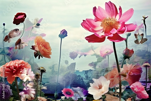 floral dreamscapemultiple flower images are overlaid with dreaml photo