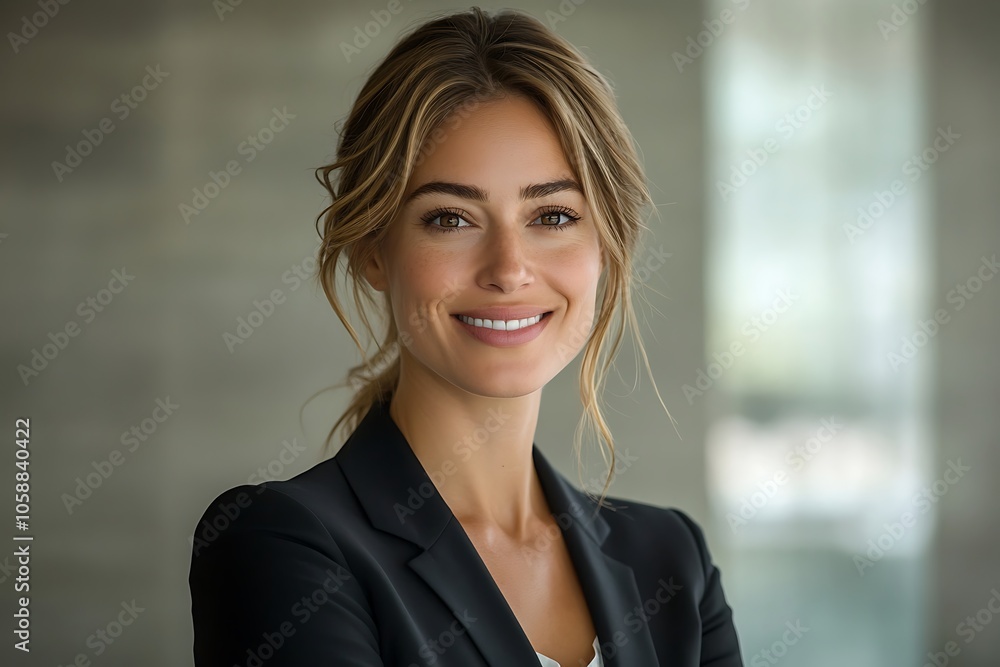 Smiling Businesswoman Studio Portrait with Classic Look Smiling Businesswoman Studio Portrait with Classic Look