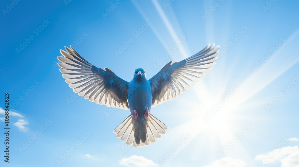 Fototapeta premium bird blue sky and sun