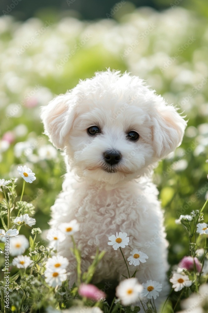 Small White Dog in Field Small White Dog in Field
