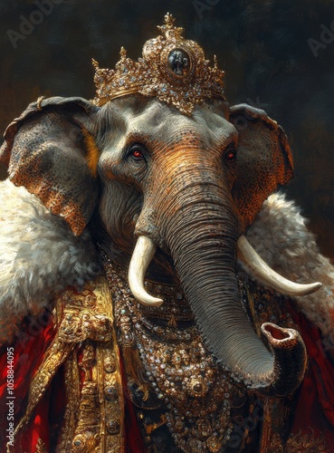 Regal Elephant in Ornate Royal Attire
 photo