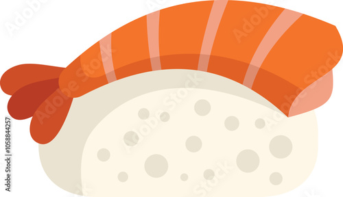 Simple vector illustration of a typical japanese food, a fresh shrimp sushi