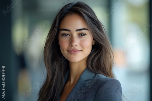 Wallpaper Mural Smiling Businesswoman with Long Hair and Freckles in Blazer Torontodigital.ca