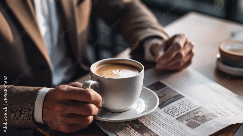 reading coffee and newspaper reading coffee and newspaper