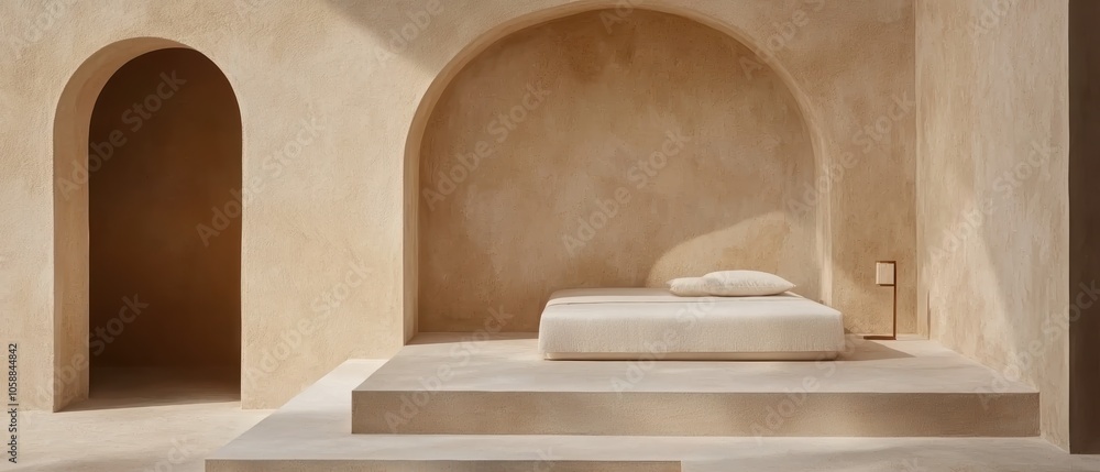 Cozy bedroom with minimalist furniture, natural light, soft textures, symbolizing modern interior design and relaxation in home decor Cozy bedroom with minimalist furniture, natural light, soft textures, symbolizing modern interior design and relaxation in home decor