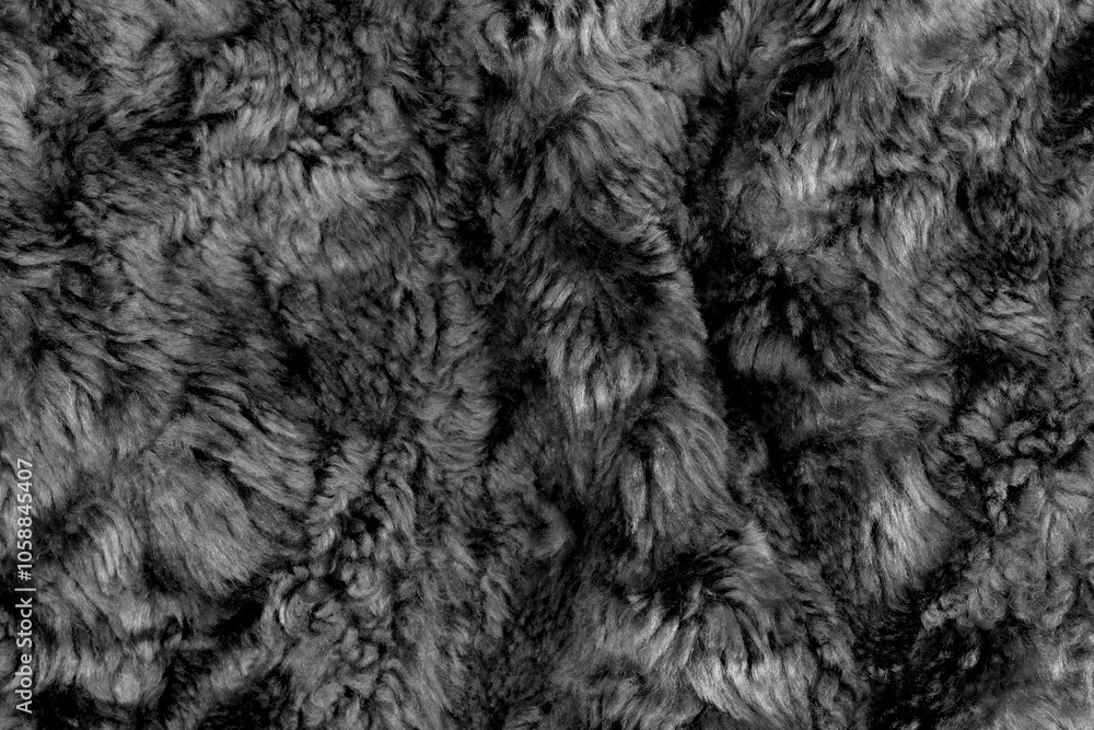 Fototapeta premium Black wool texture background. grey plush. mohair. fur