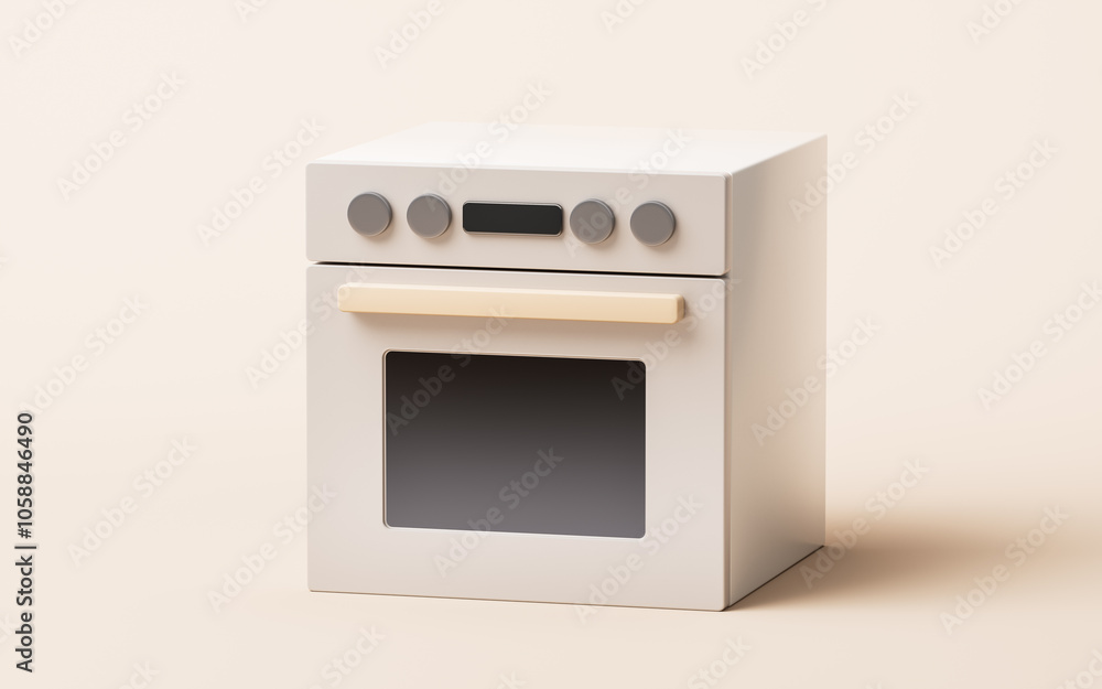 Cartoon style kitchen appliance oven, 3d rendering. Cartoon style kitchen appliance oven, 3d rendering.