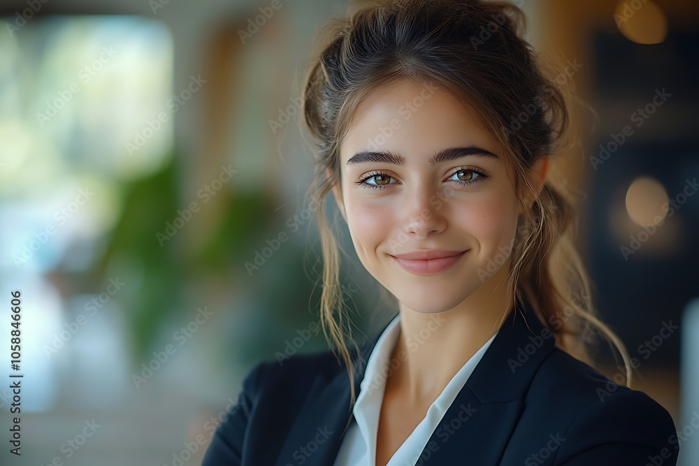Smiling Businesswoman with White Shirt and Black Blazer Smiling Businesswoman with White Shirt and Black Blazer