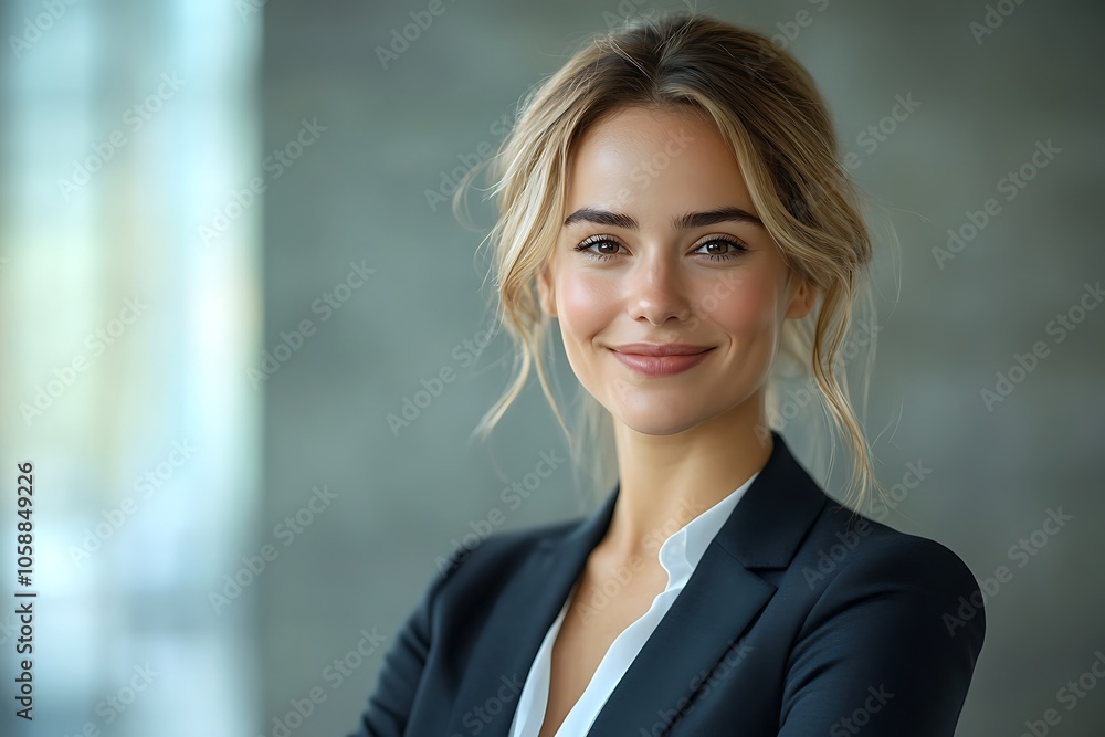 Smiling Confident Businesswoman in Professional Attire Portrait Smiling Confident Businesswoman in Professional Attire Portrait