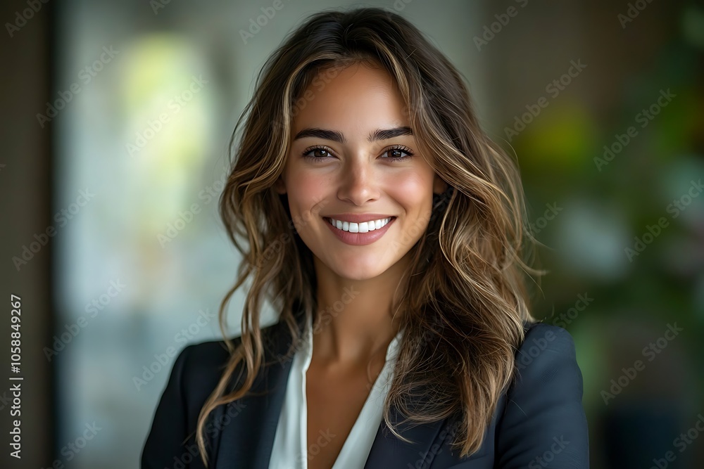 Smiling Confident Businesswoman in Sharp Suit Portrait Smiling Confident Businesswoman in Sharp Suit Portrait