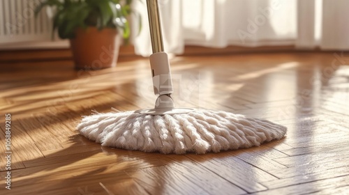 Mop on Wooden Floor photo