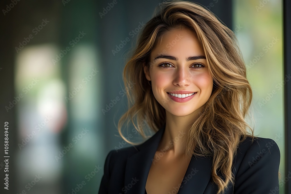 Smiling Confident Businesswoman with Relaxed Style Smiling Confident Businesswoman with Relaxed Style