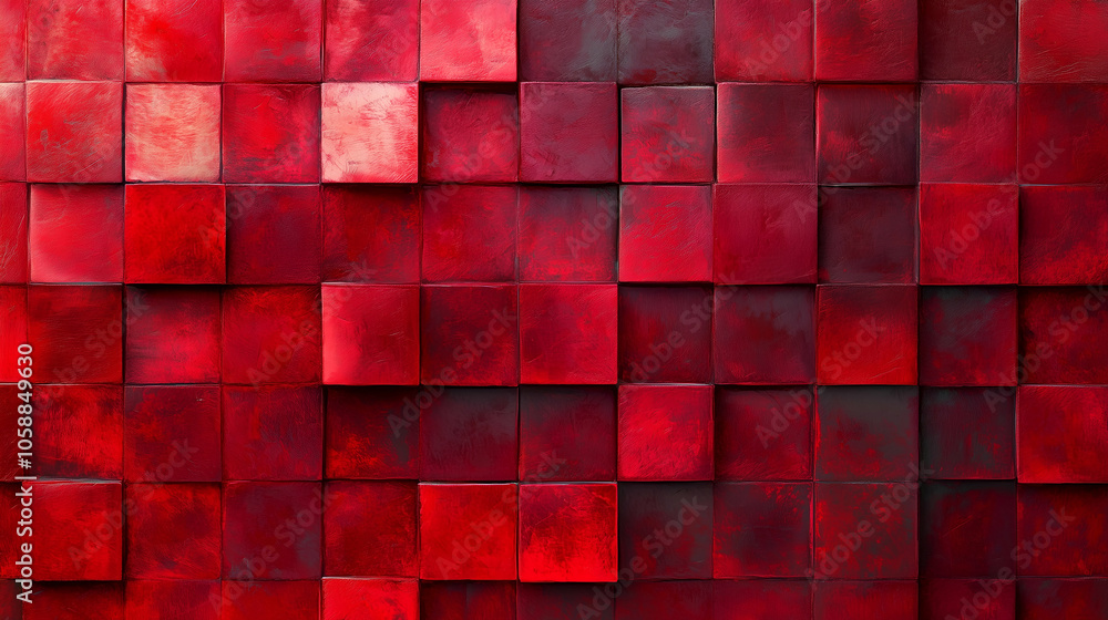 Abstract geometric lava red 3d texture wall with squares and square cubes background banner illustration, textured wallpaper Abstract geometric lava red 3d texture wall with squares and square cubes background banner illustration, textured wallpaper