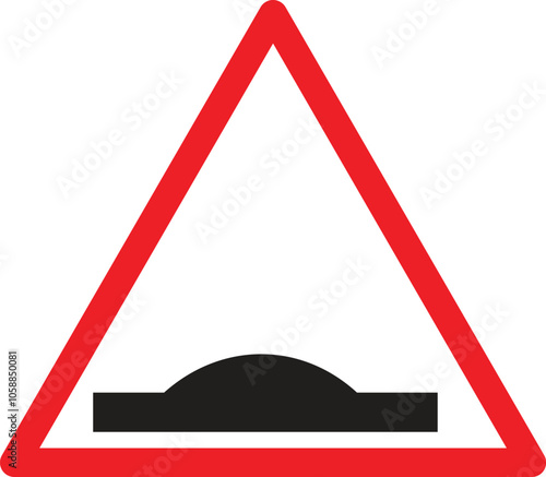 Speed bumps warning sign. Traffic sign, road sign, triangle shape, warning about a speed bump, vector