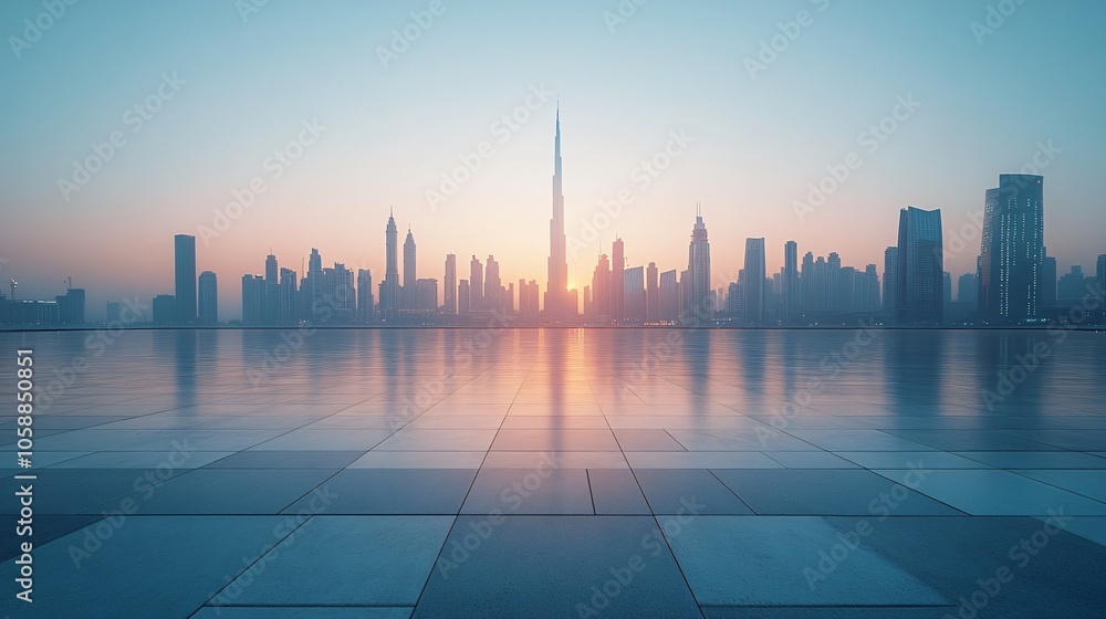 Urban Center in Manhattan and Dubai Featuring Pathways, Parking, and Road for Automotive Advertising Urban Center in Manhattan and Dubai Featuring Pathways, Parking, and Road for Automotive Advertising