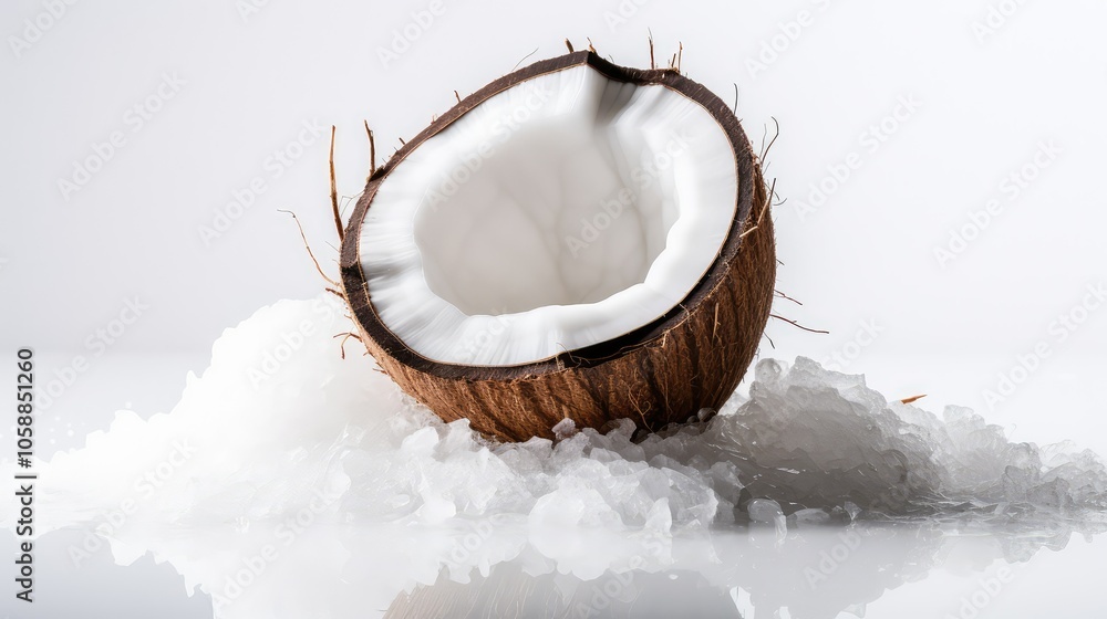 shredded coconut on white background shredded coconut on white background