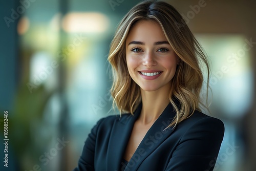 Wallpaper Mural Smiling Female Leader in Black Blazer Headshot Portrait Torontodigital.ca
