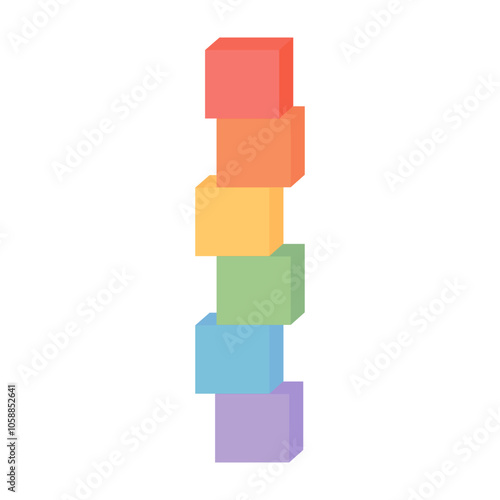 Colorful blocks child toy. Leisure, childhood, education, preschool learning concepts. Flat decorative vector design isolated illustration.