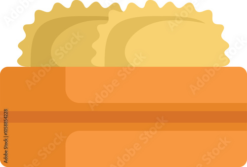 This vector illustration features a box full of delicious ravioli, perfect for projects related to italian food