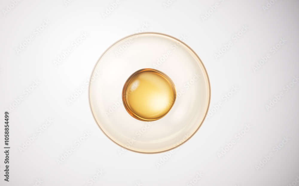 Transparent cell with biotechnology and cosmetic concept, 3d rendering. Transparent cell with biotechnology and cosmetic concept, 3d rendering.