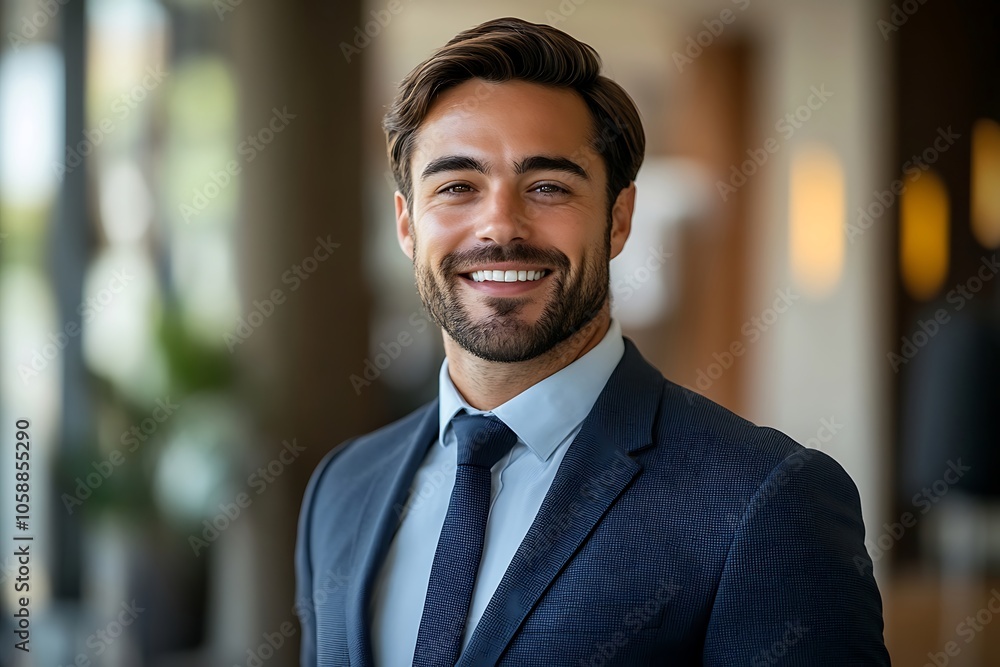 Smiling Professional Man in Blue Suit, Business Headshot Smiling Professional Man in Blue Suit, Business Headshot