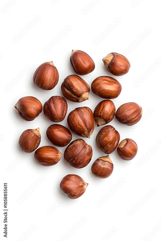 Floating pieces of roasted chestnuts, isolated on white background Floating pieces of roasted chestnuts, isolated on white background